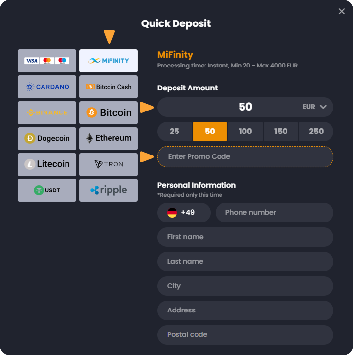 How to Deposit with MiFinity Deposit with MiFinity