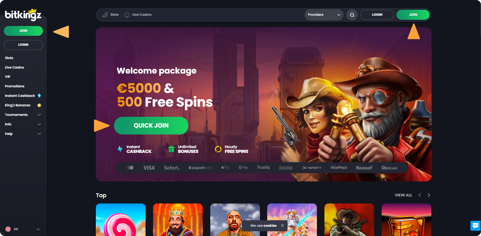 Second step in registration process on Bitkingz casino Join Bitkingz
