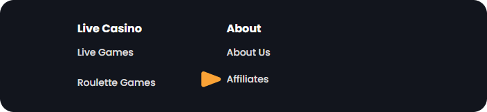 Affiliate Registration on Bitkingz Casino - Step 1 Affiliate Link